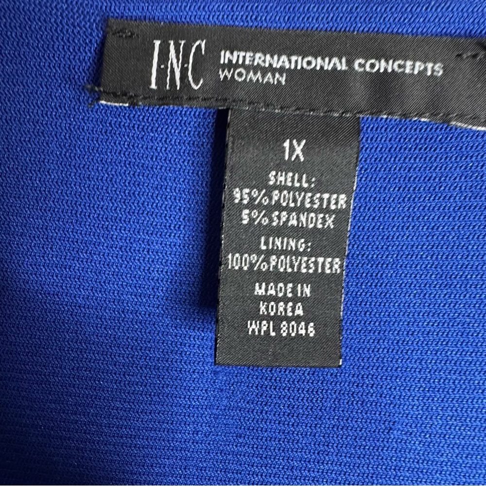 INC International Concepts Elegant Blue Sleeveless Tie Waist Wrap Dress Sz1X - Picture 4 of 10